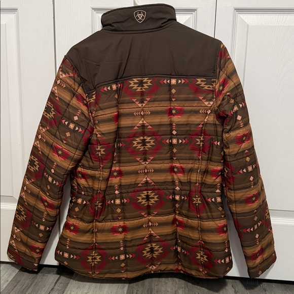 Ariat Crius Insulated Jacket Womens Size Medium Brown Aztec Print Extra Pockets - Picture 2 of 10